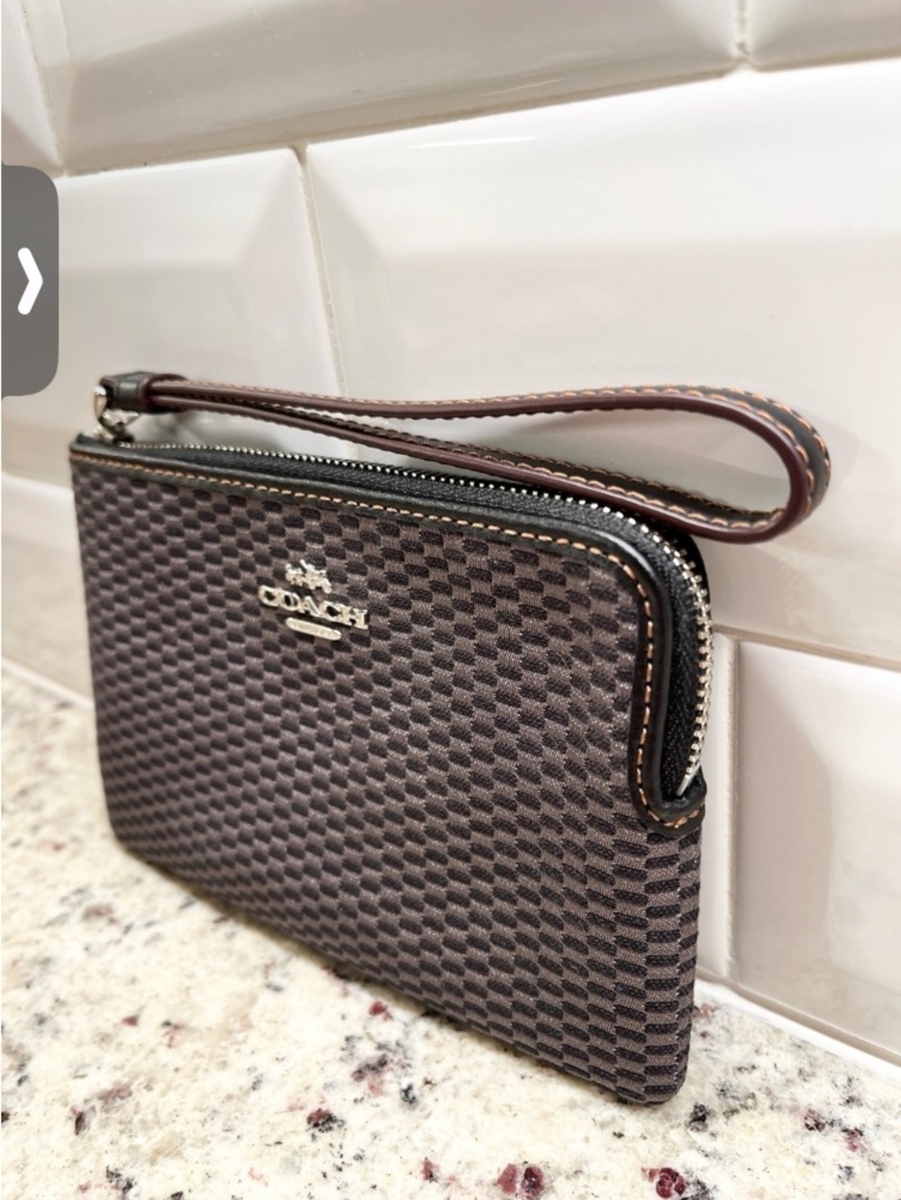 Coach NWOT Legacy Jacquard Black Textured Wristlet with Silver Logo - Picture 3 of 5